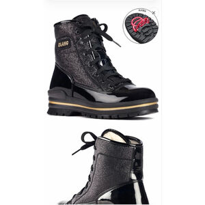 Women's Olang Black Glitter Winter Boots with Gold Trim EU 42 Sz 11-11.5